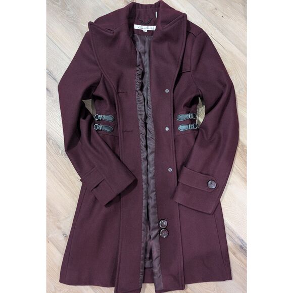 Kenneth Cole Women’s 10 Long Wool Dress Coat A-Line Fit & Flare Buckle Detail Me - Picture 15 of 16